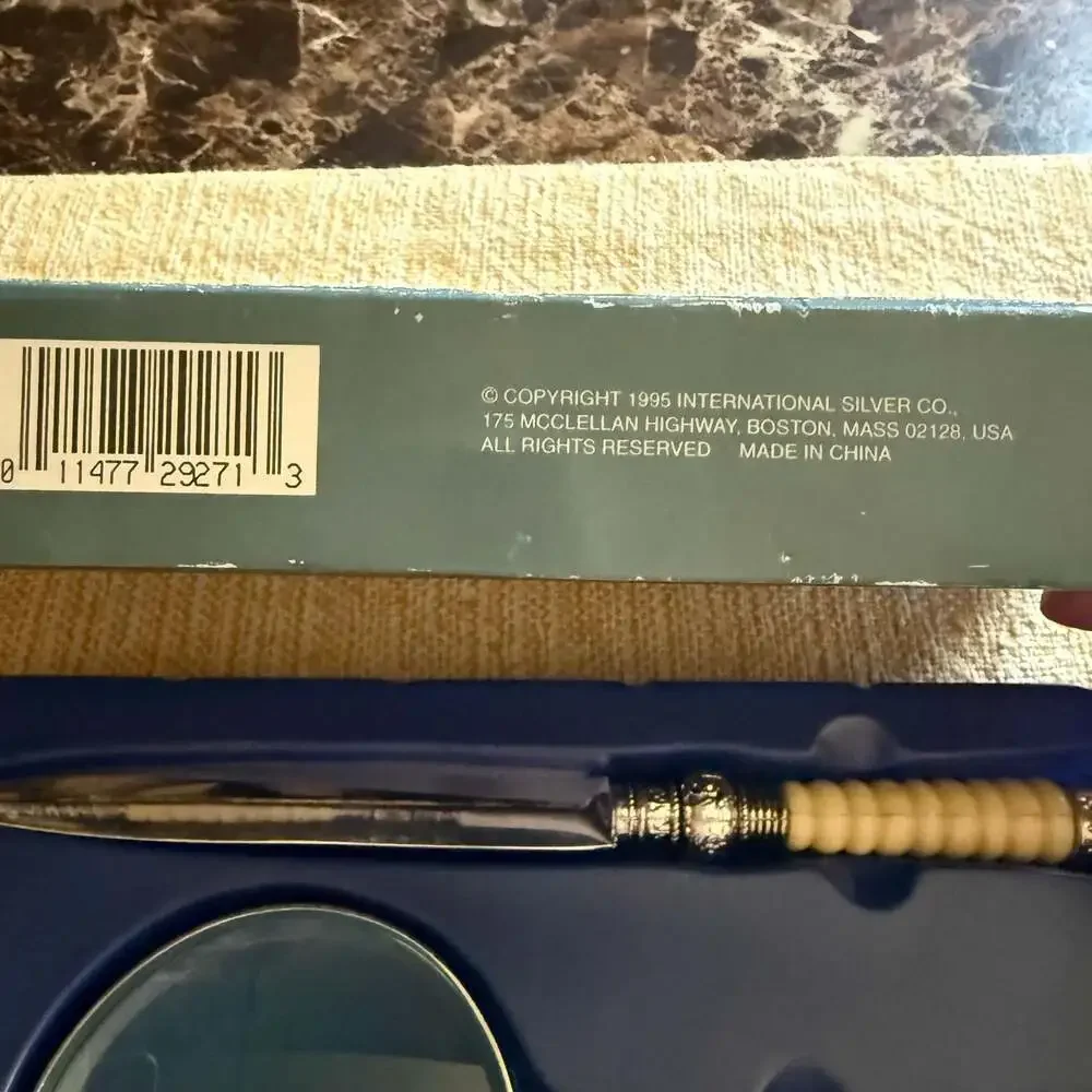 International Silver Company Silverplated Glass Magnifier & Letter Opener Set No